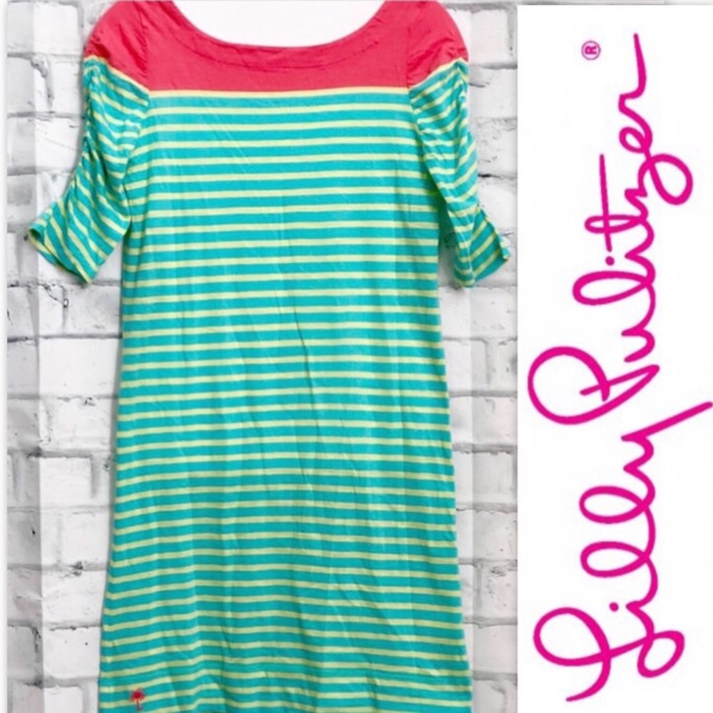 Lilly Pulitzer Blue & Pink Striped Shirt Dress SM